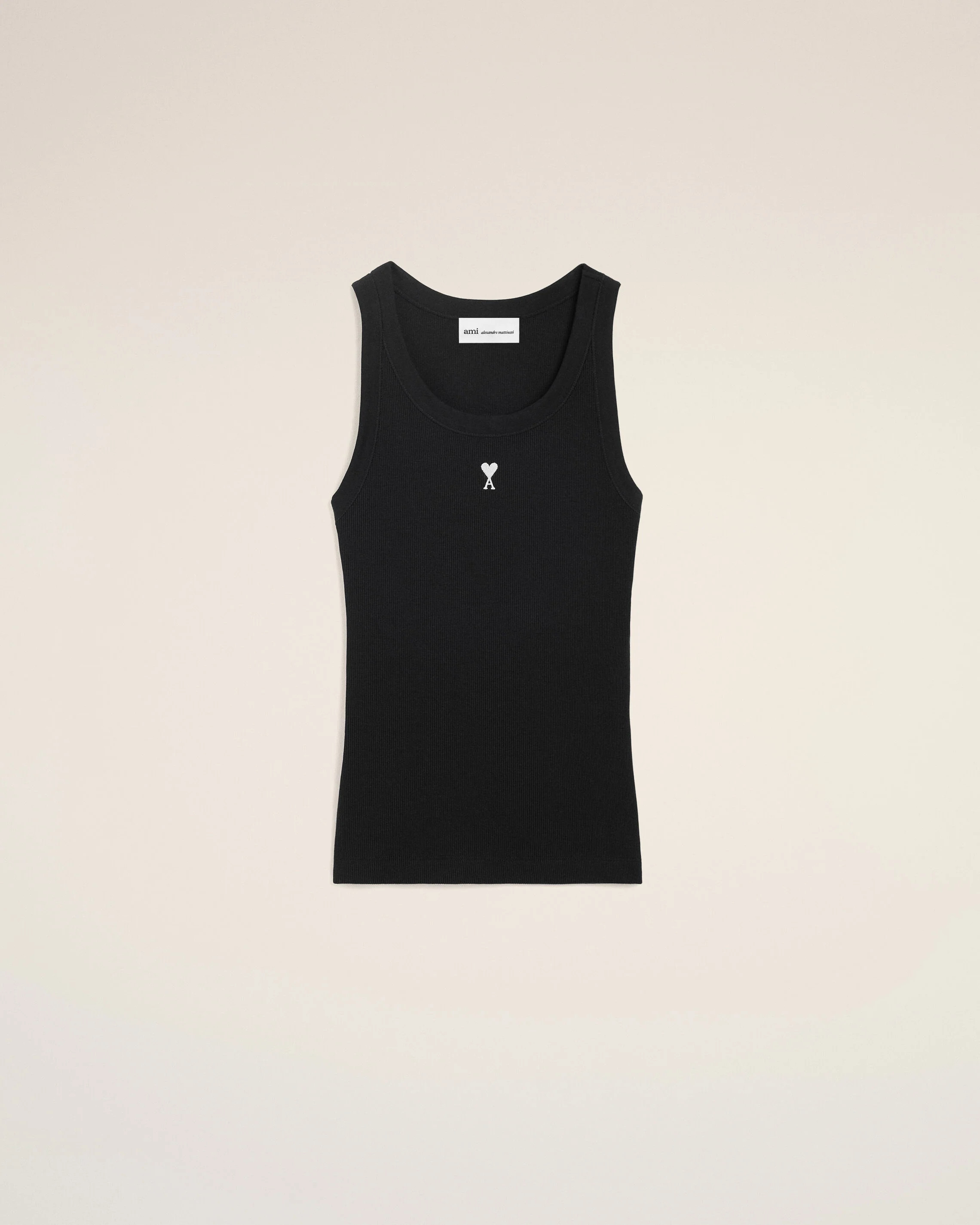 BLACK/WHITE CREAM Black Cotton Ami De Coeur Tanktop | Ami Paris | AMI Paris FR