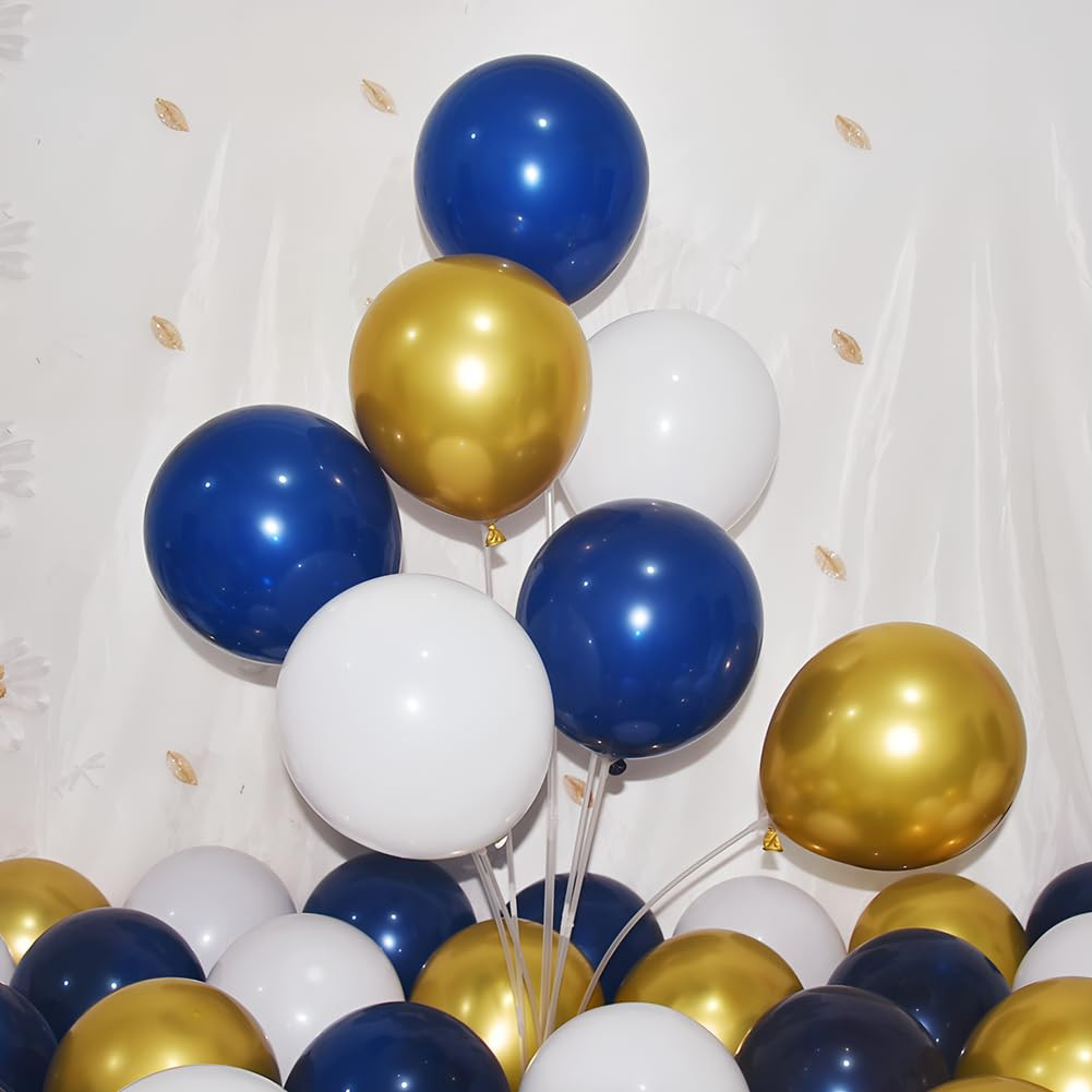 200 Pcs Navy Blue Gold and White Balloons 12 Inch Latex Metallic Chrome Balloon Arch Garland Kit ... | Amazon (US)