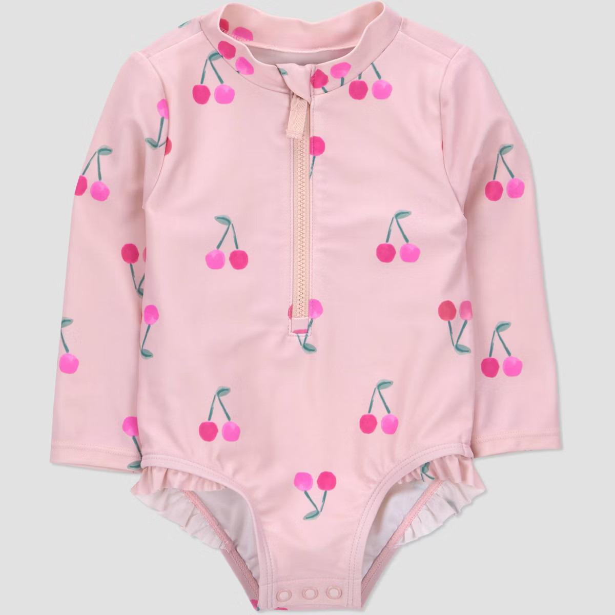 Carter's Just One You® Baby Girls' Cherry Long Sleeve Rash Guard One Piece Swimsuit - Pink | Target