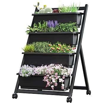 FLEXIMOUNTS Vertical Raised Garden Bed w/Wheels,4 Tiers Freestanding Elevated Garden Planters wit... | Amazon (US)