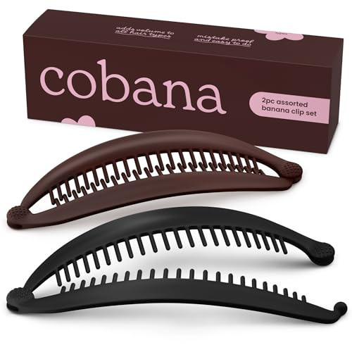 Cobana Banana Clip - Volumizing Claw Clips & Styling Accessories for Thick & Thin Hair - Large 6'' Set of 2 (2pc Black and Brown) | Amazon (US)