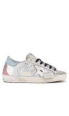 Golden Goose Superstar Sneaker in Silver Laminated Cocco & White from Revolve.com | Revolve Clothing (Global)