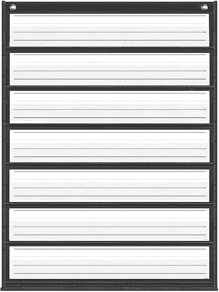 Auchq Magnetic Pocket Chart,Standard Pocket Chart with 7+1 Pockets,14 Double-Sided Dry-Eraser Car... | Amazon (US)