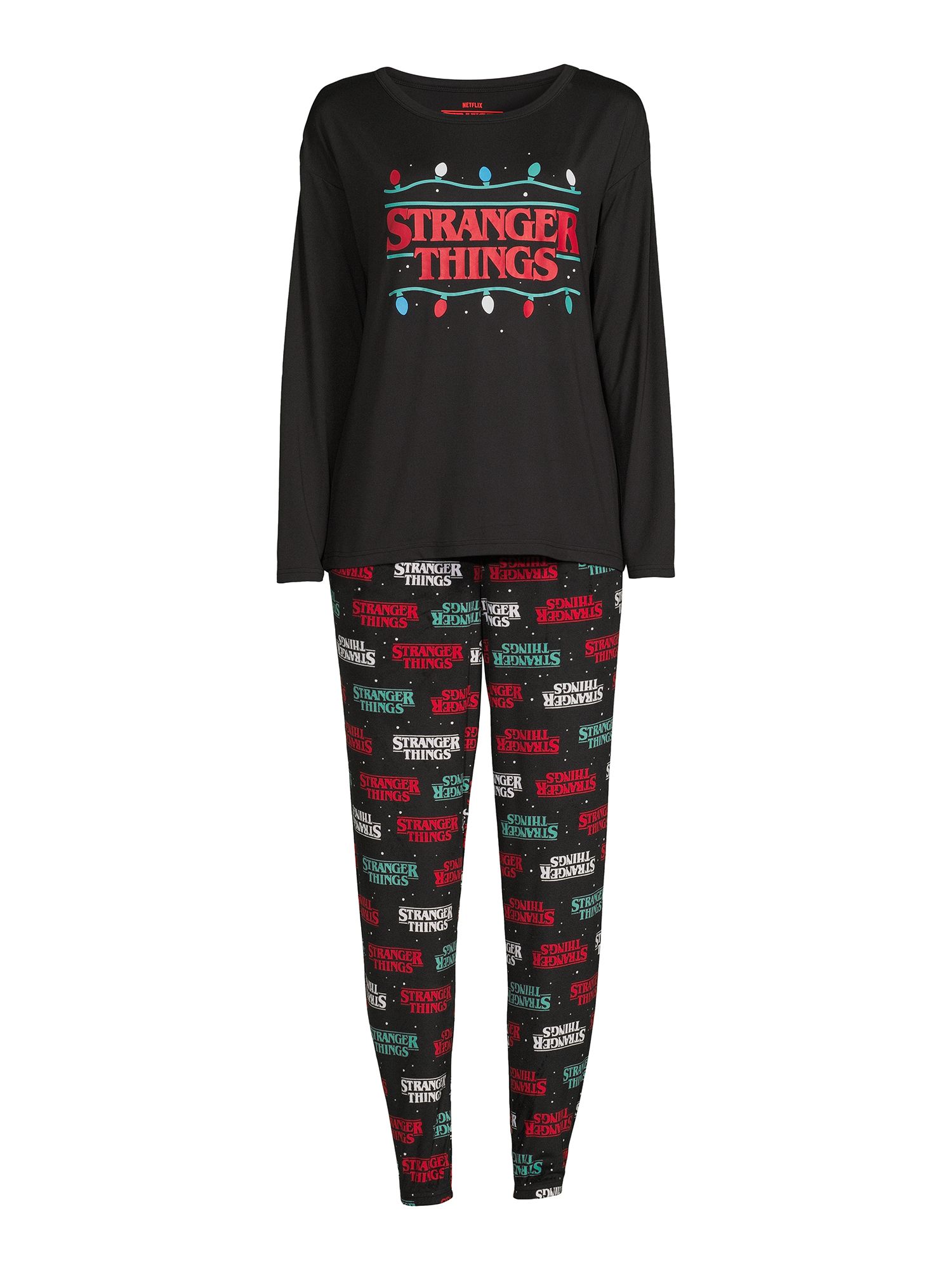 Stranger Things Women's and Women's Plus Long Sleeve Top and Sleep Pants Pajama Set, 2-Piece - Wa... | Walmart (US)