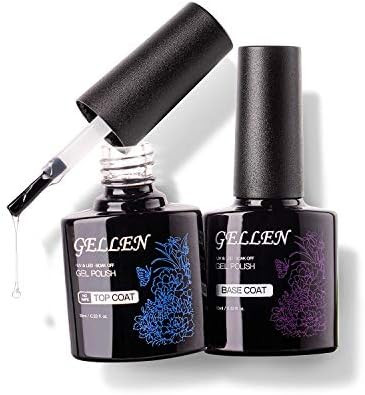 Gellen Base Coat Top Coat, for Gel Nails Polish UV LED Soak Off No Wipe Glossy Top Coat Long Lasting | Amazon (US)