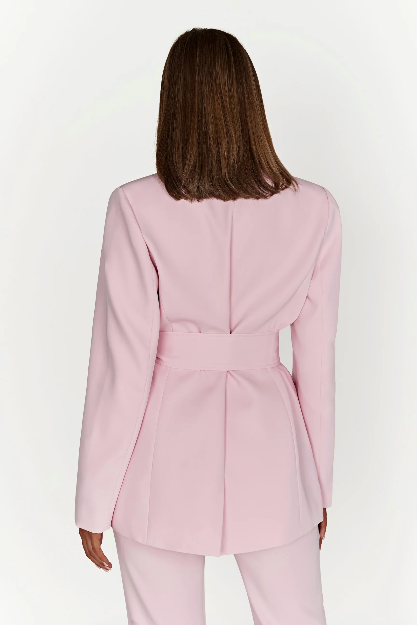 Arna Oversized Belted Blazer - Blush Pink | Meshki (APAC)
