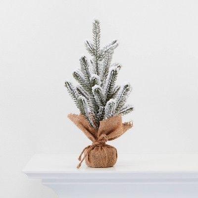 13" Burlap Wrapped Plastic Flocked Tree - Wondershop™ | Target