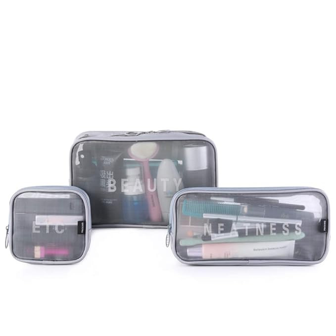 Hienjoy Mesh Cosmetic Bags Set 3 Pieces See Through Make Up Pouch Bag Clear Toiletries Organizer ... | Amazon (US)