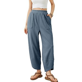 Xiaoxuemeng Womens Baggy Wide Leg Pants Casual Elastic Waisted Palazzo Harem Pants with Pockets (... | Amazon (US)