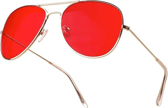 SunnyPro Aviator Sunglasses Colored Tinted Lens Glasses Metal UV400 Protection | Amazon (US)