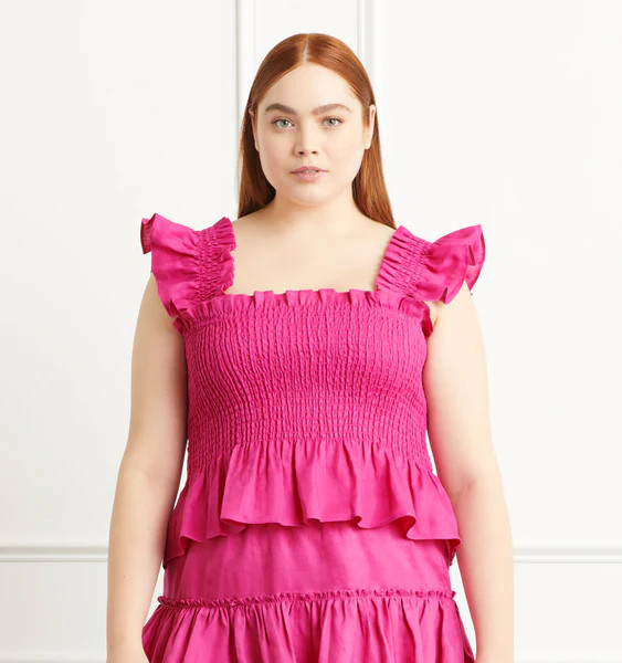 The Paz Top - Poppy Pink Linen | Hill House Home