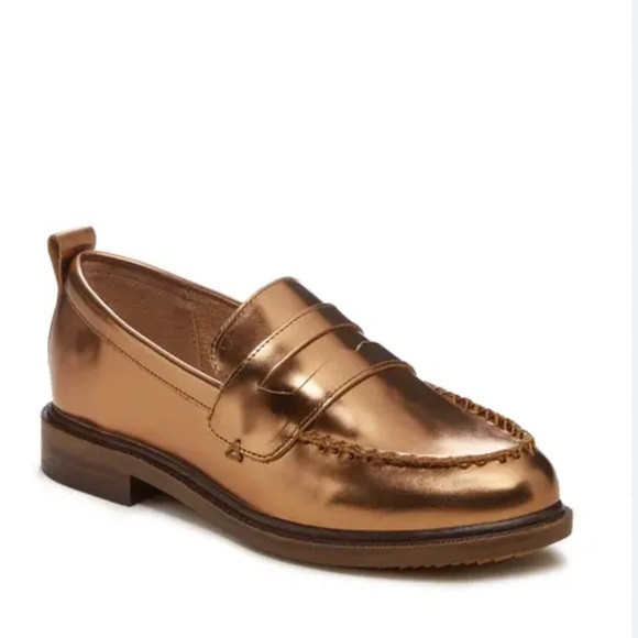 New nwot Kelsi Dagger Lens metallic bronze penny loafers | Poshmark