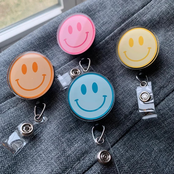 Happy Face Badge Reel  Cute Badge Reel  Gift for Social | Etsy | Etsy (US)