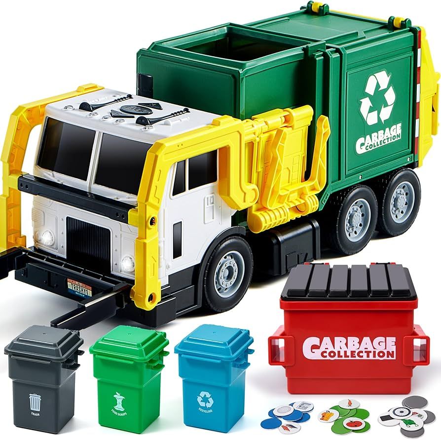 JOYIN 16" Large Garbage Truck Toys for Boys, Realistic Trash Truck Toy with Trash Can Lifter and ... | Amazon (US)