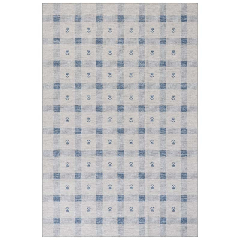 Modern Plaid Washable Rug - Blue, 4' x 6' | The Company Store