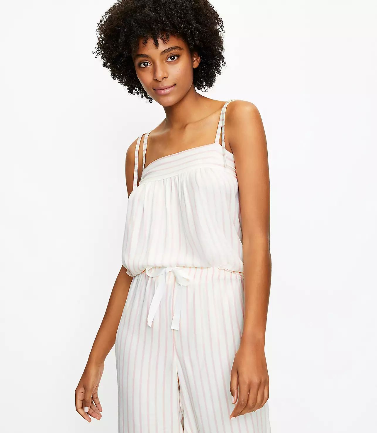 Striped Bow Strap Pajama Cami | LOFT