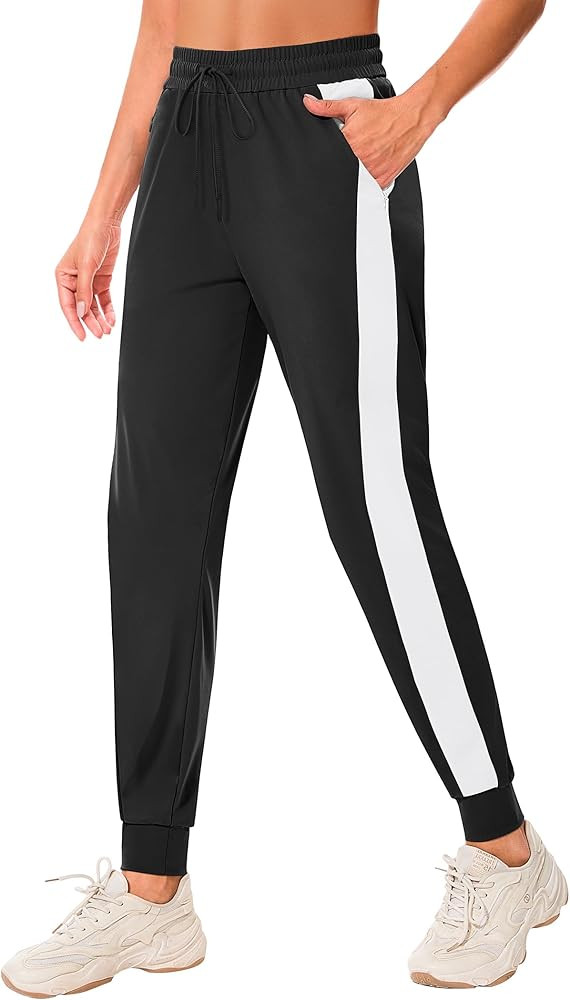 Women's Joggers Pants with Zipper Pockets High Waisted Athletic Drawstring Sweatpants for Lounge ... | Amazon (US)