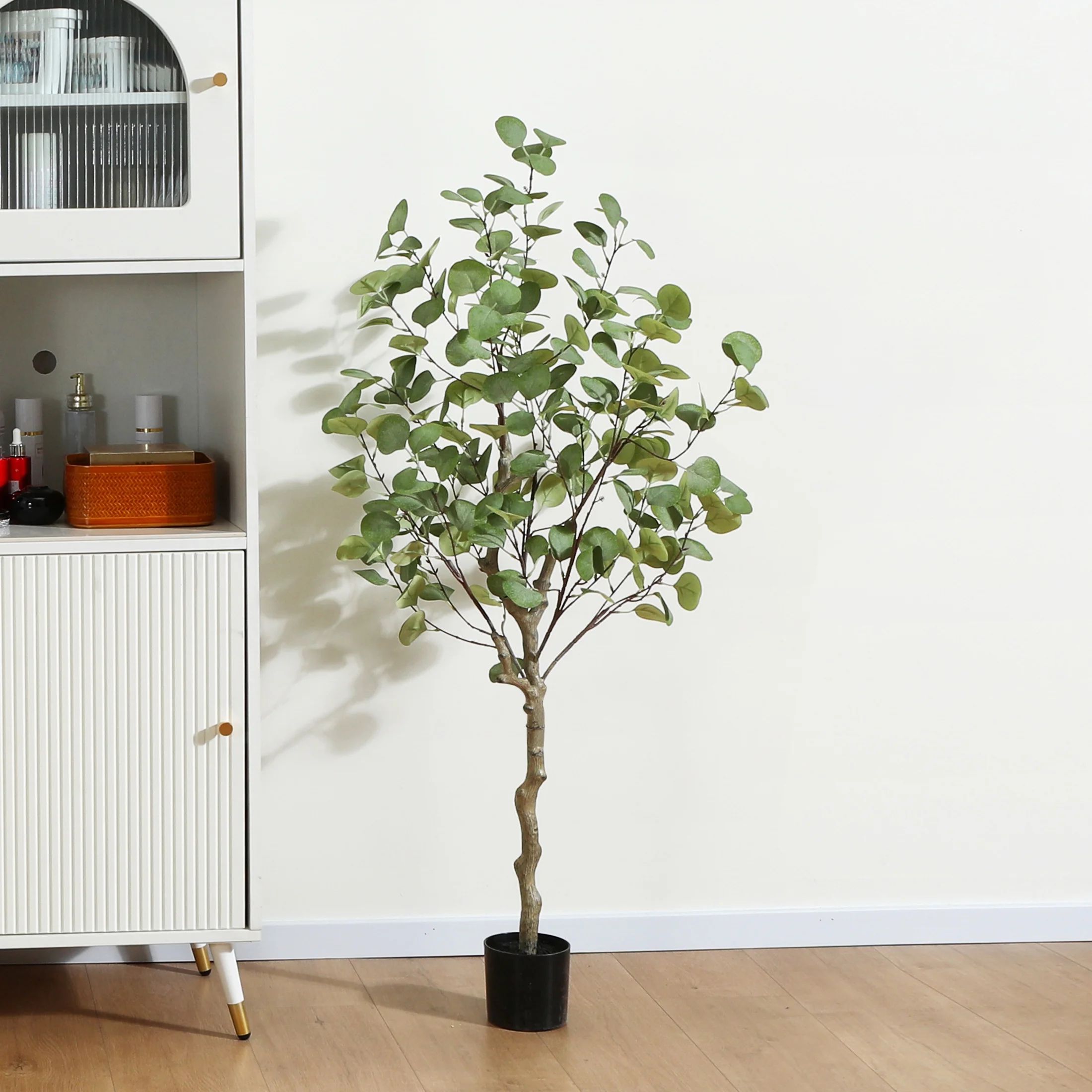 4ft Artificial Plants Eucalyptus Silk Tree in Pot, Faux Plastic Eucalyptus Plant with Durable Pla... | Walmart (US)