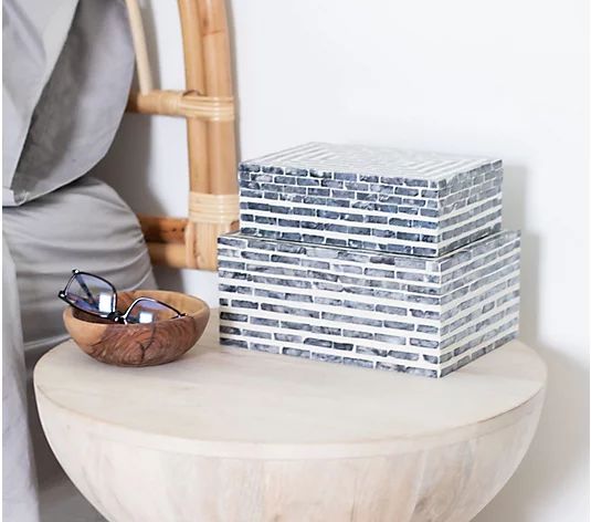 Set of 2 Capiz Decorative Boxes by Lauren McBride | QVC
