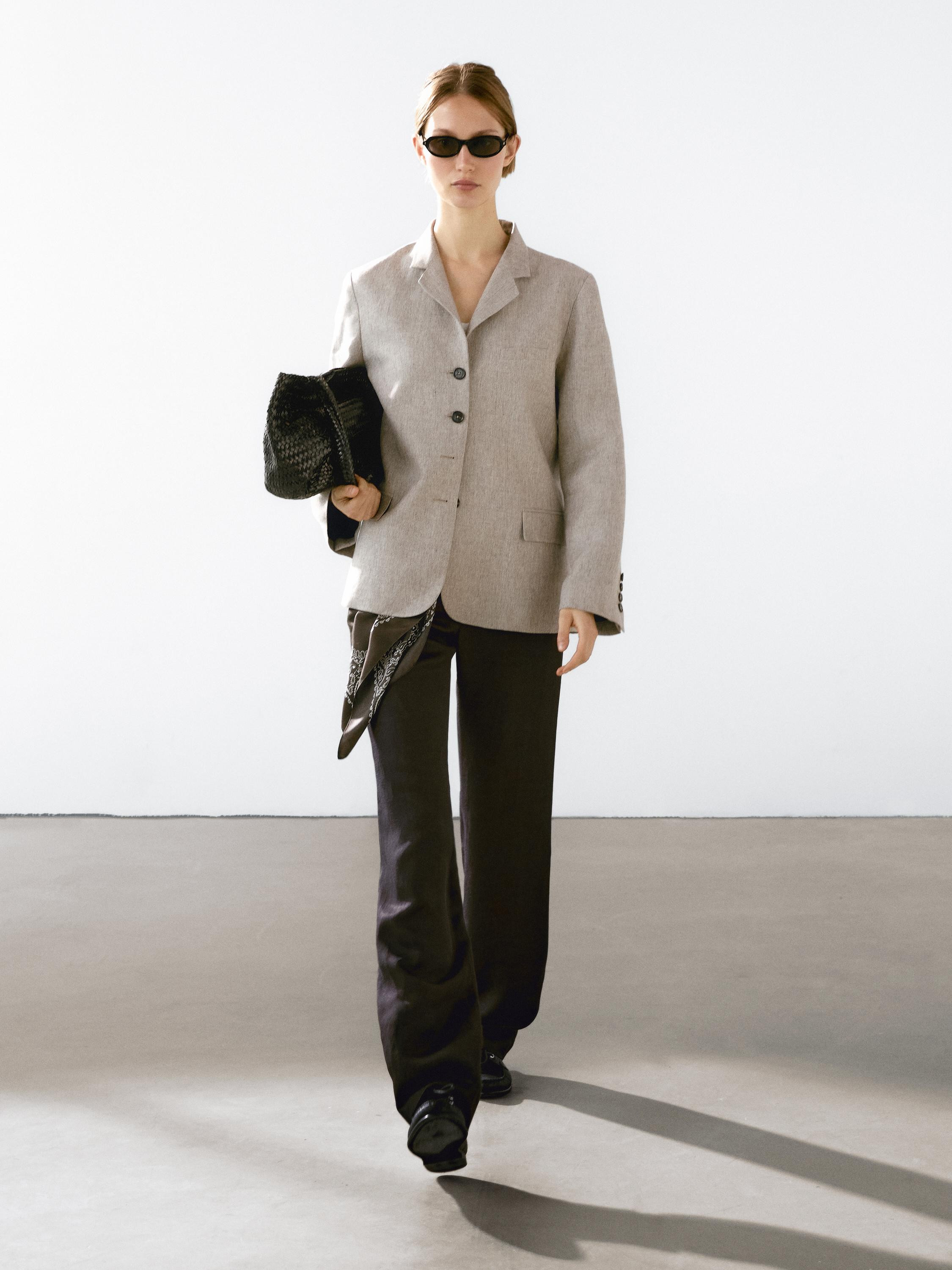 100% linen flecked blazer | Massimo Dutti US