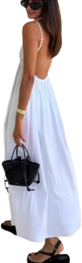 Open Back Dress Y2K Dress Summer Dress Vintage Dress Deep V Neck Dress for Women Bodycon Dress Pa... | Amazon (US)