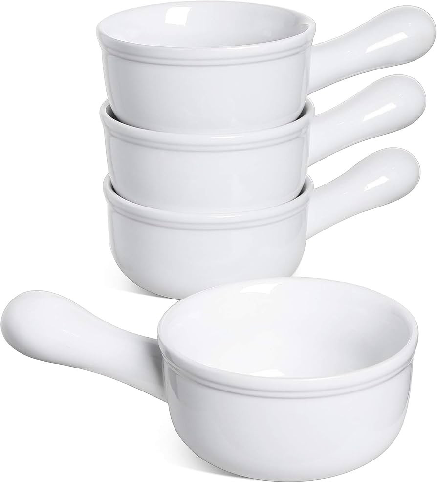 Amazon.com | LE TAUCI Soup Bowls with Handle, 15 Oz Ceramic French Onion Soup Bowls, Large Soup C... | Amazon (US)