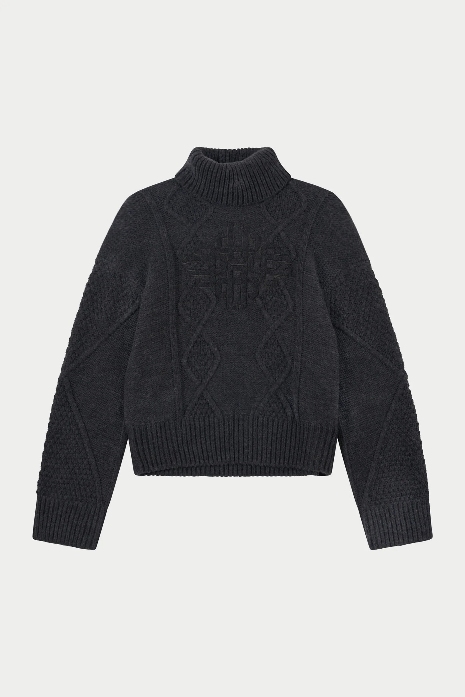 ROLL NECK EMBLEM JUMPER - CHARCOAL | The Couture Club
