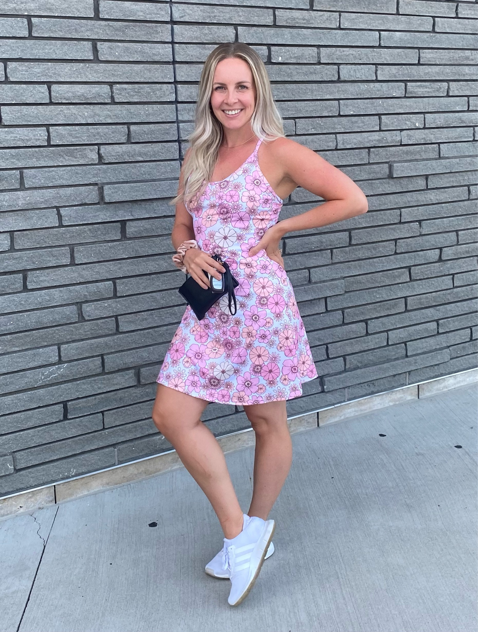 Floral tennis dress 
70s disco outfit 
Brunch tennis dress 
Built in shorts and pocket 

I’m 5’1 

#LTKunder100 #LTKstyletip #LTKFitness
