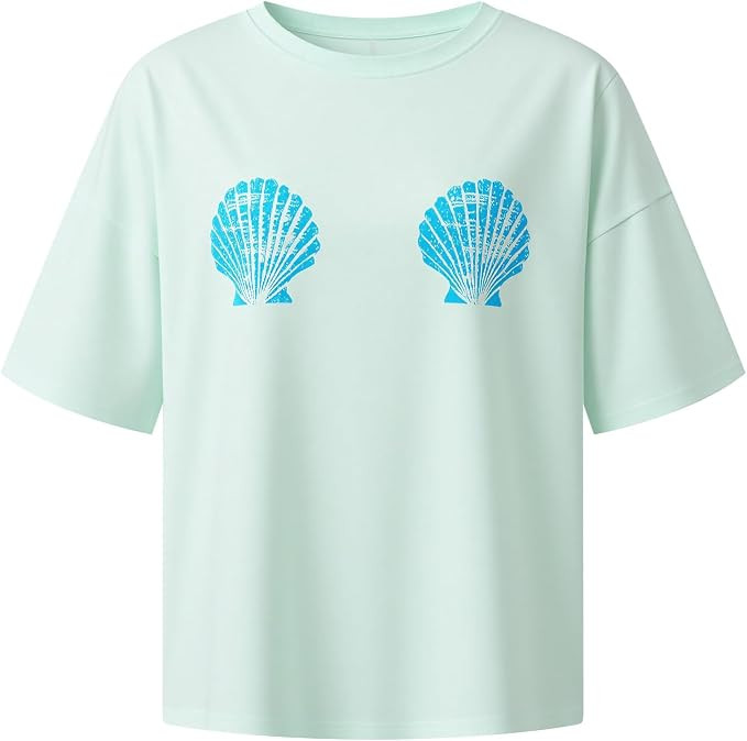 Y2k Women Lobster Graphic Oversized Tee Shirt Baggy Vintage Crayfish Sardine Print T Shirts for T... | Amazon (US)