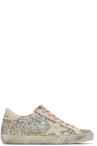 SSENSE Exclusive Silver Glitter Super-Star Classic Sneakers | SSENSE