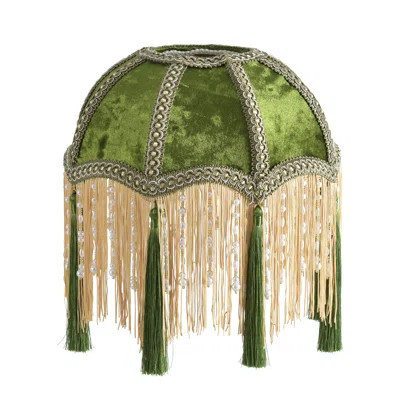 Lampshade With Tassels, Victorian Lampshade, Golden 25cm Velvet Top Replacement Lamp, Bell-shaped Scallop Lampshade (olive Green) | Wayfair North America