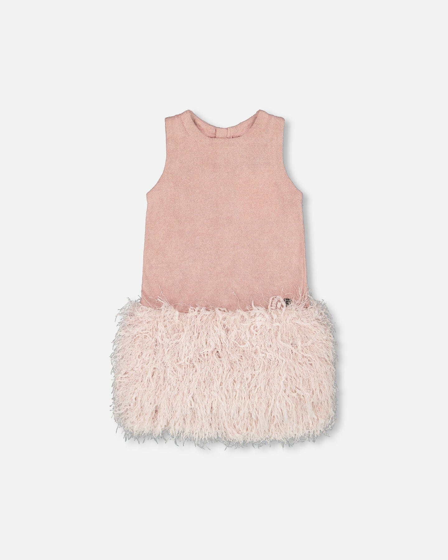 Sleeveless Bi-Material Lurex Dress With Feathers Light Pink - Deux par Deux | Deux par Deux Childrens Designer Clothing