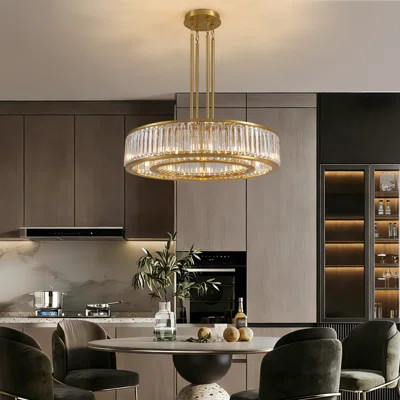 10-light Modern Drum Chandelier Dimmable Crystal Pandent Light For Dining Room Or Kitchen Island | Wayfair North America