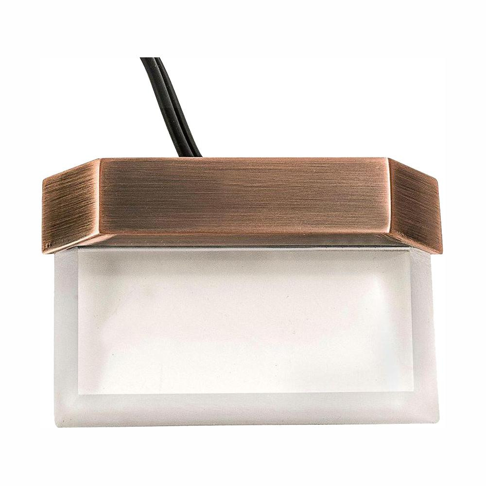 Hampton Bay Low-Voltage Antique Brass Outdoor Integrated LED Plastic Clear Stair Light HD38683ATB... | The Home Depot