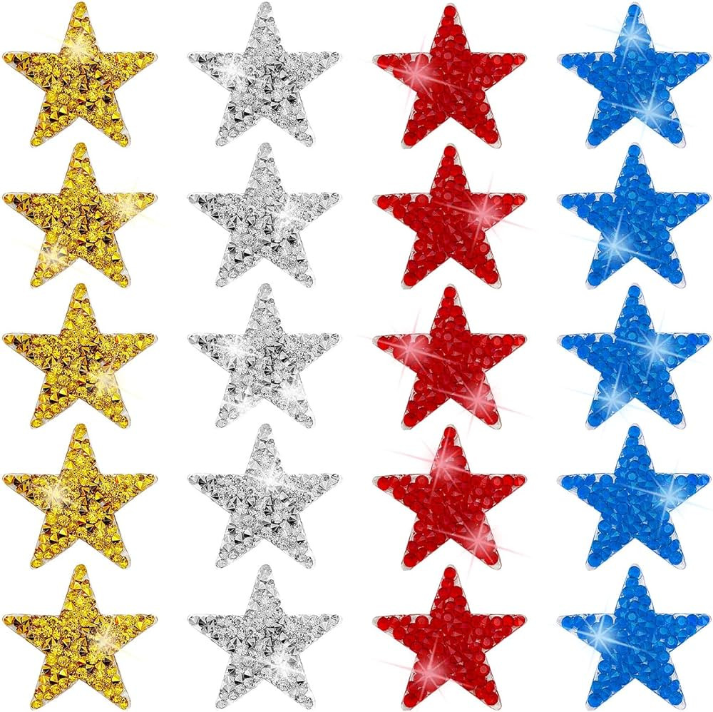 40 Pieces Star Patches Iron on, Star Rhinestone Adhesive Stars Iron on Patches Hot Adhesives Appl... | Amazon (US)