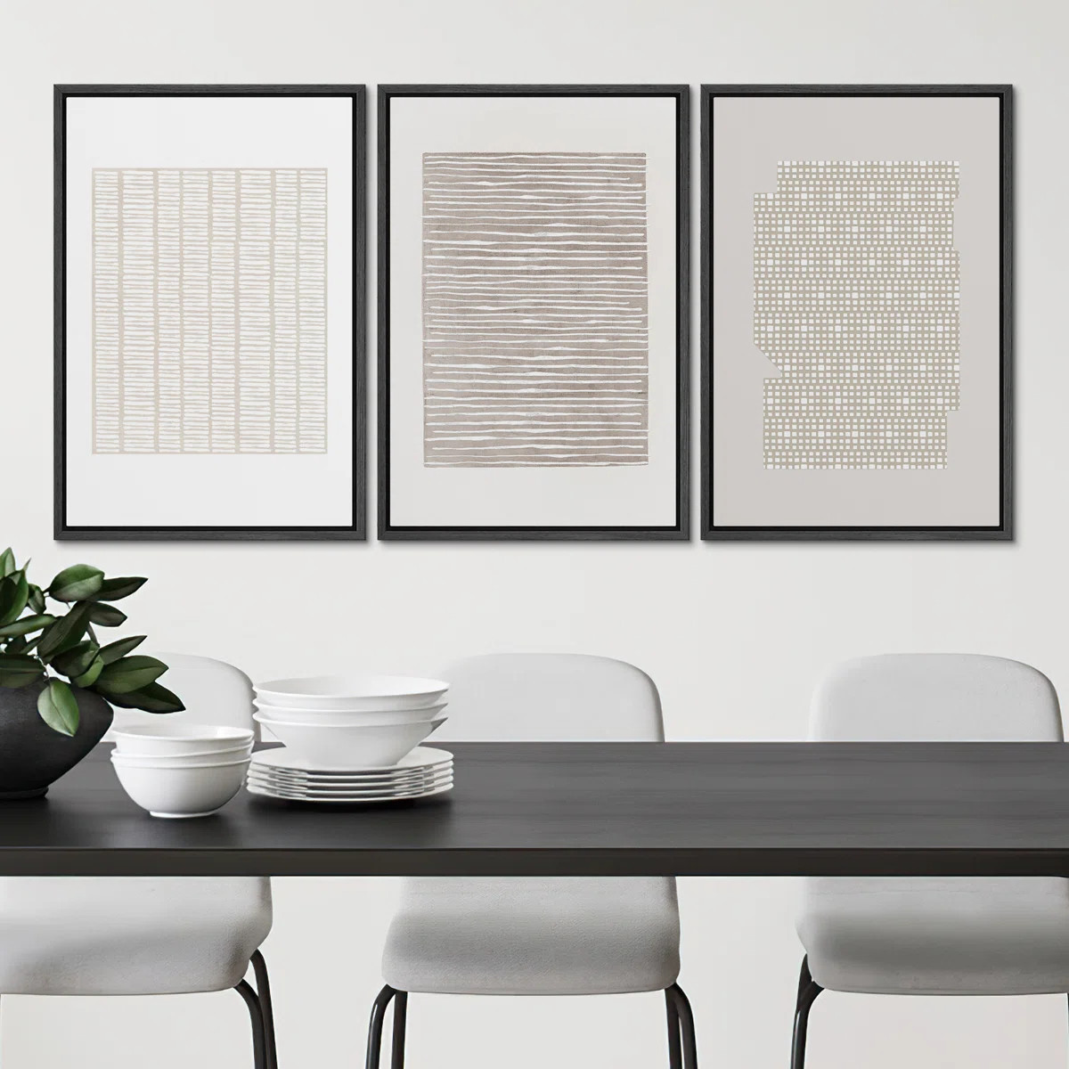 Geometric Subtle Abstract Modern Minimalist Neutral Home Decor - Framed Canvas Print Wall Art Wor... | Wayfair North America