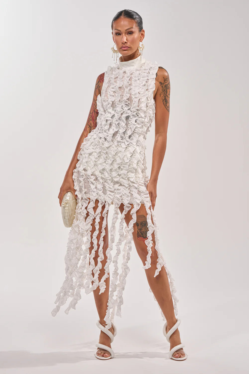 FOR THE FRILL OF IT MINI DRESS IN WHITE | AKIRA