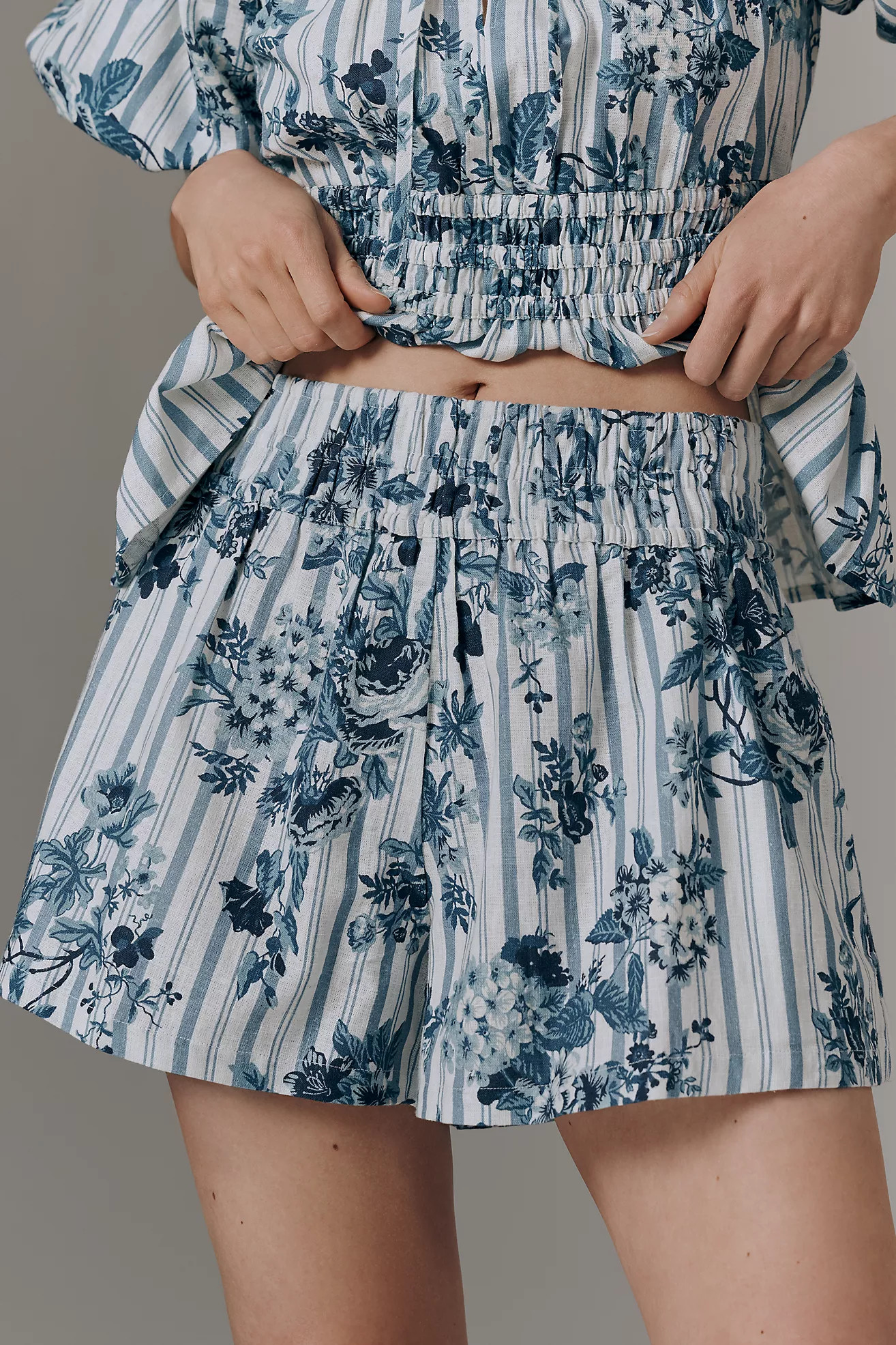 The Somerset Printed Linen Cotton Shorts | Anthropologie (US)