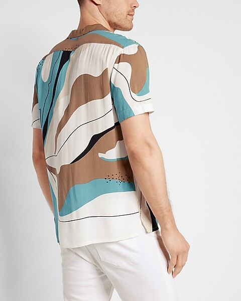Abstract Rayon Short Sleeve Shirt | Express