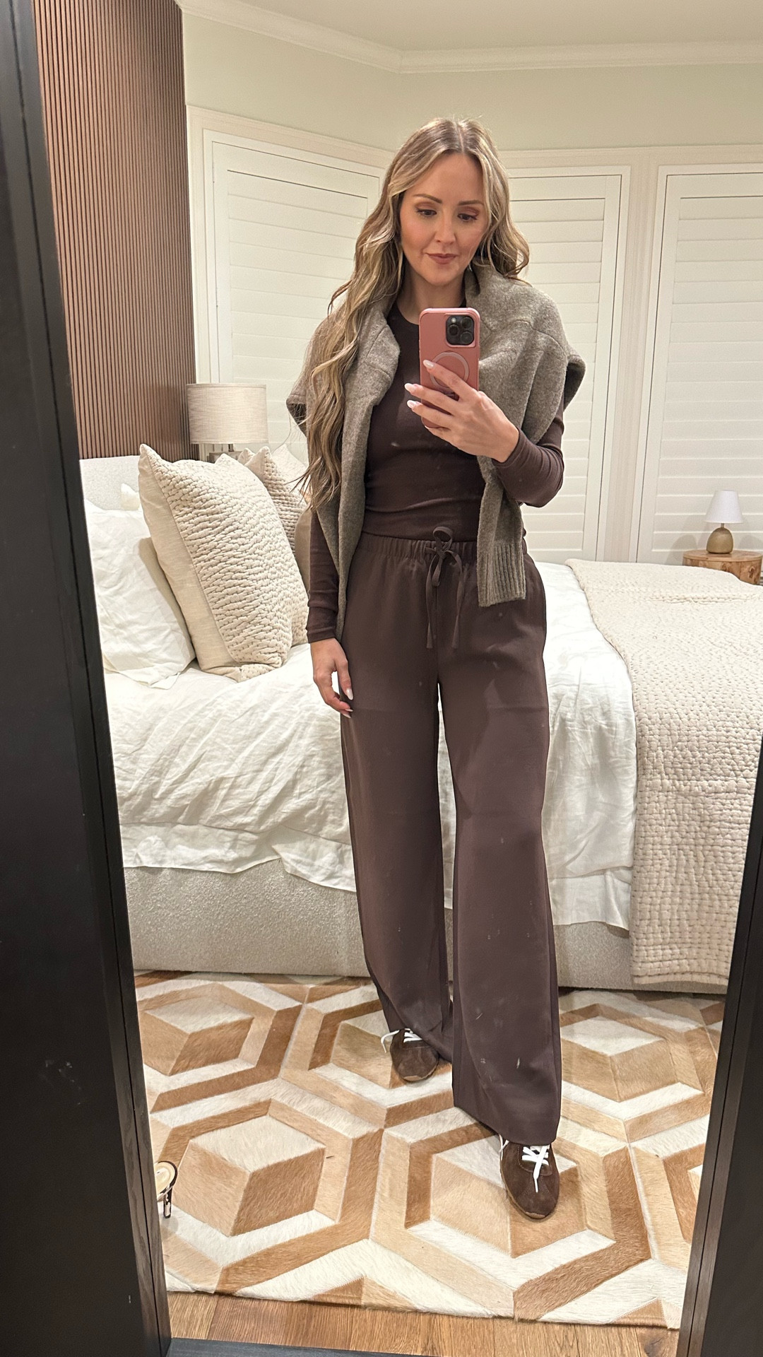 This is a cute but super comfy throw on look for a busy, errands kinda day! The crepe pants are a must! Comes in a few different colors too.