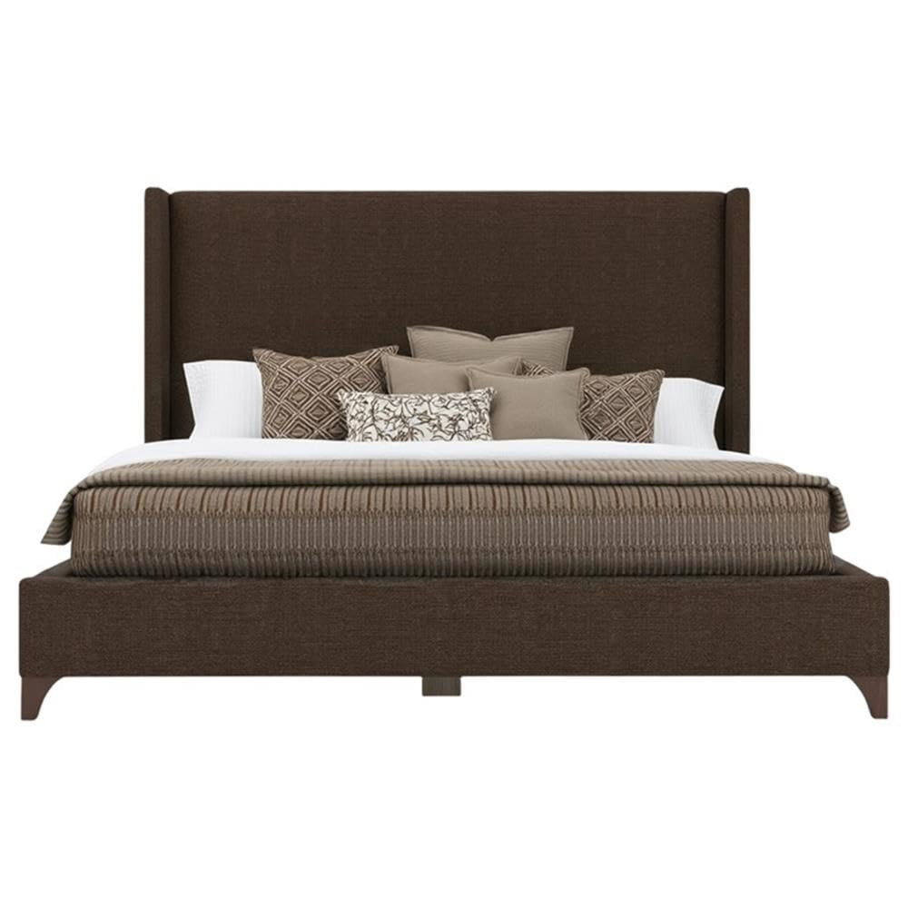 Amazon.com: BOWERY HILL Modern Upholstered King Bed, 57.5 in Tall Headboard, Solid and Engineered Wood Frame, Brown Performance Fabric, Durable North American Craftsmanship, Box Spring Required, Elegant Bedroom : Home & Kitchen | Amazon (US)