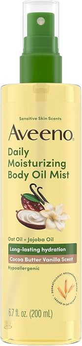 Aveeno Daily Moisturizing Body Oil Mist with A Cocoa Butter Vanilla Scent, Oat Oil, & Jojoba Oil,... | Amazon (US)