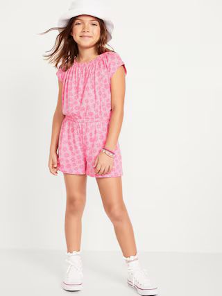 Short-Sleeve Cinched-Waist Romper for Girls | Old Navy (US)
