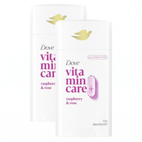 Dove VitaminCare+ Aluminum Free Deodorant Stick for 72H Odor Protection Raspberry & Rose Breathable Deodorant for Women 2.6 oz,(Pack of 2) | Amazon (US)