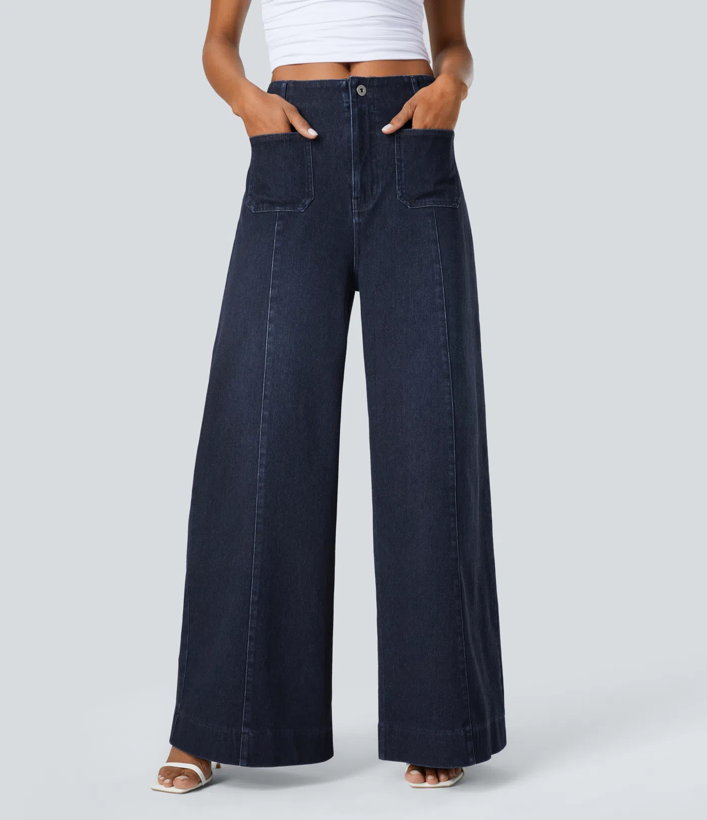 Women’s Halara Flex™ High Waisted Pockets Washed Casual Wide Leg Jeans - Halara | Halara UK