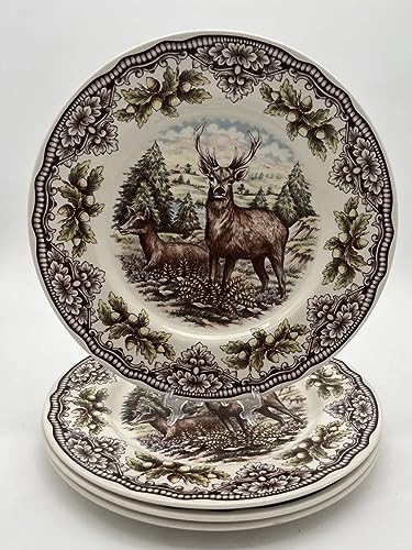 Royal Stafford Stag Deer Dinner Plates Set of 4 Homeland The Victorian English Pottery | Amazon (US)