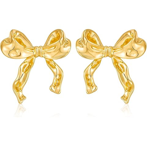 Reffeer Solid 925 Sterling Silver Bow Stud Earrings for Women Teens Small Ribbon Stud Earrings Bo... | Amazon (US)
