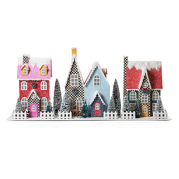 MacKenzie-Childs Granny Kitsch Illuminated Village Mantel Arrangement | MacKenzie-Childs