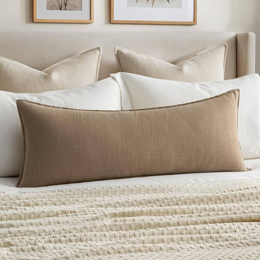 MIULEE Decorative Long Body Lumbar Throw Pillow Cover 14x36 Inch Khaki​Boho Farmhouse Neutral C... | Amazon (US)