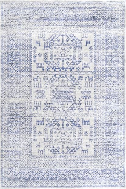 Light Blue Tribal Panel Area Rug | Rugs USA